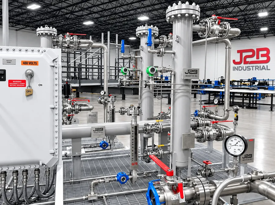 Valves, instrumentation and control panel on a fuel gas skid
