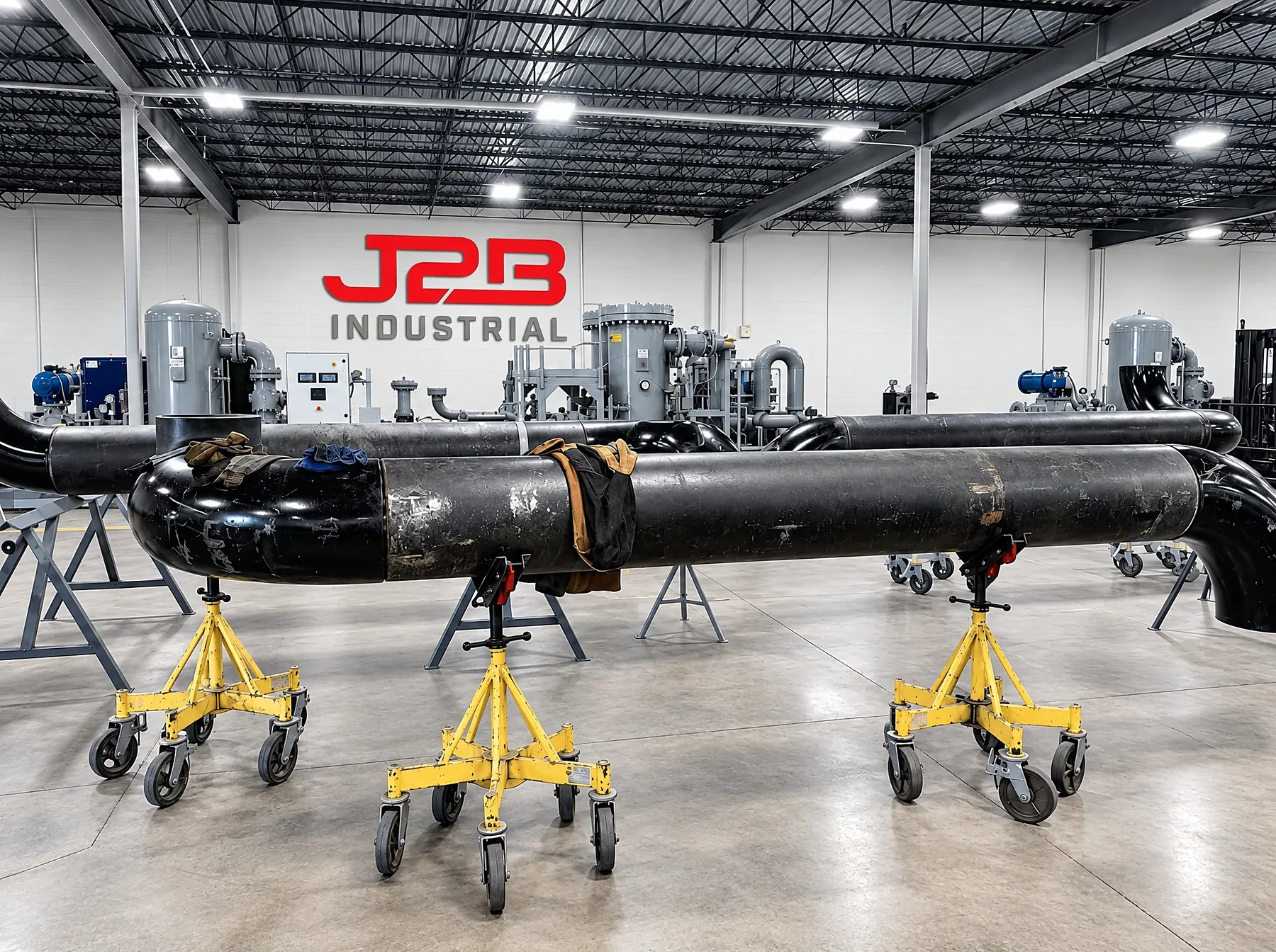 Spool on pipe stands for fit-up
